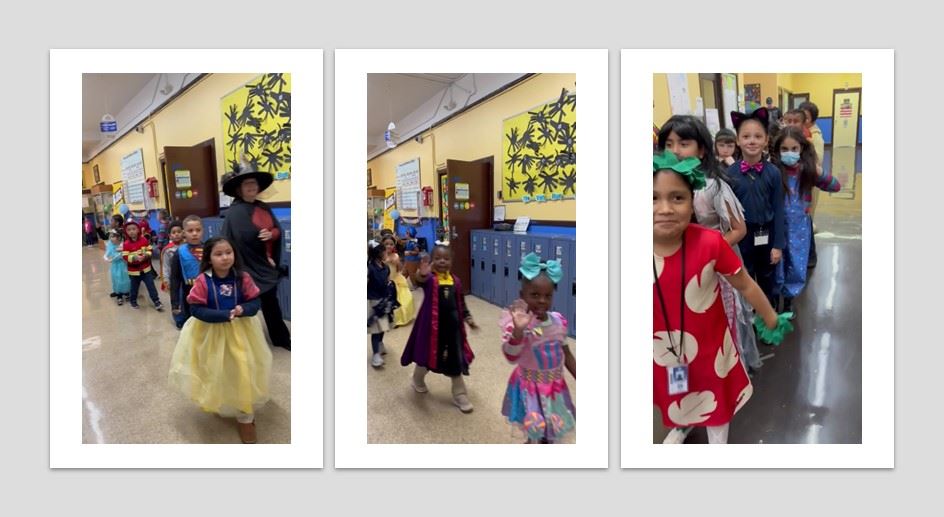  students in Halloween costumes